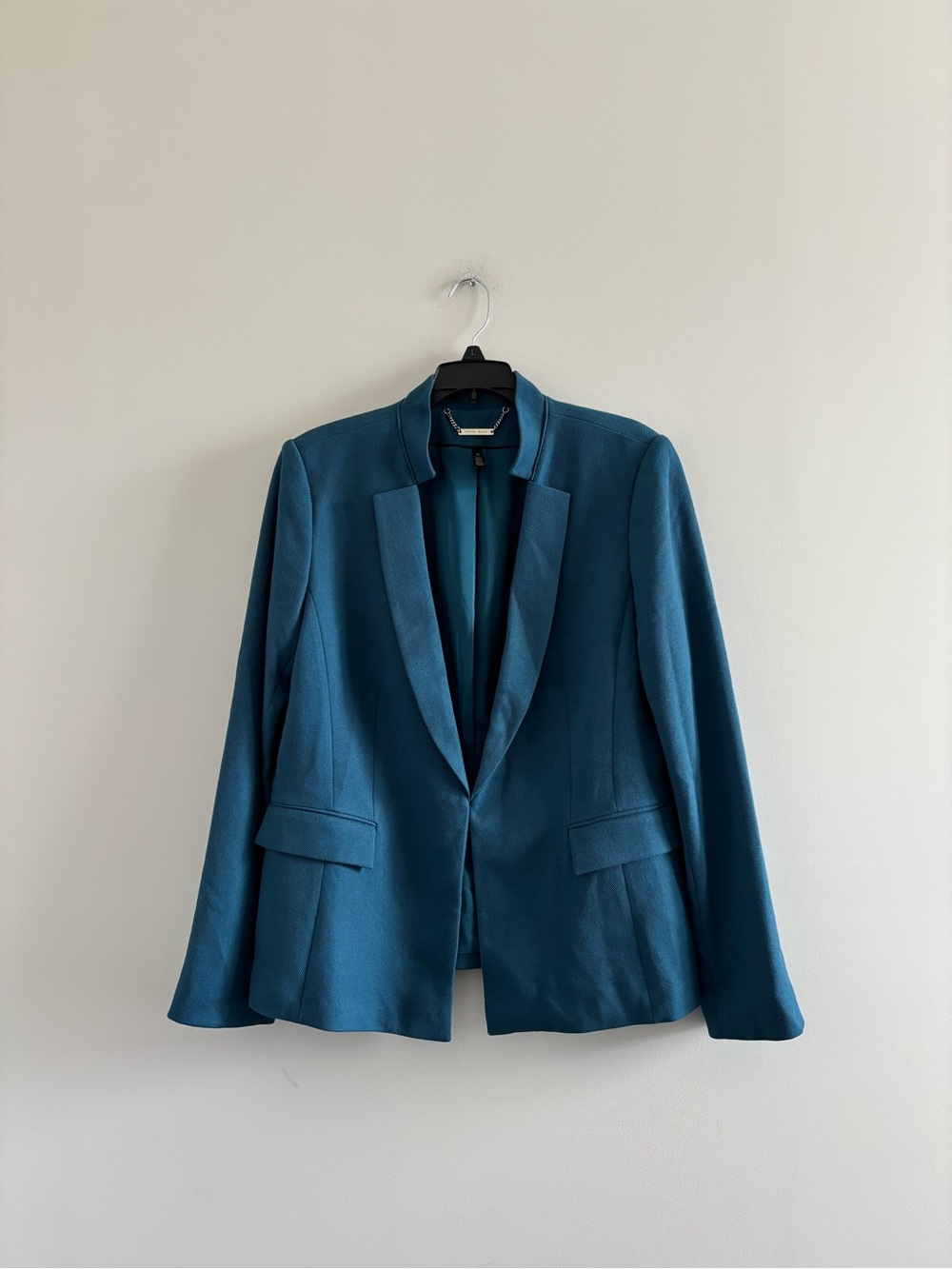 White House Black Market Blazer Teal Blue Notch Collar Womens 14 Office Classic